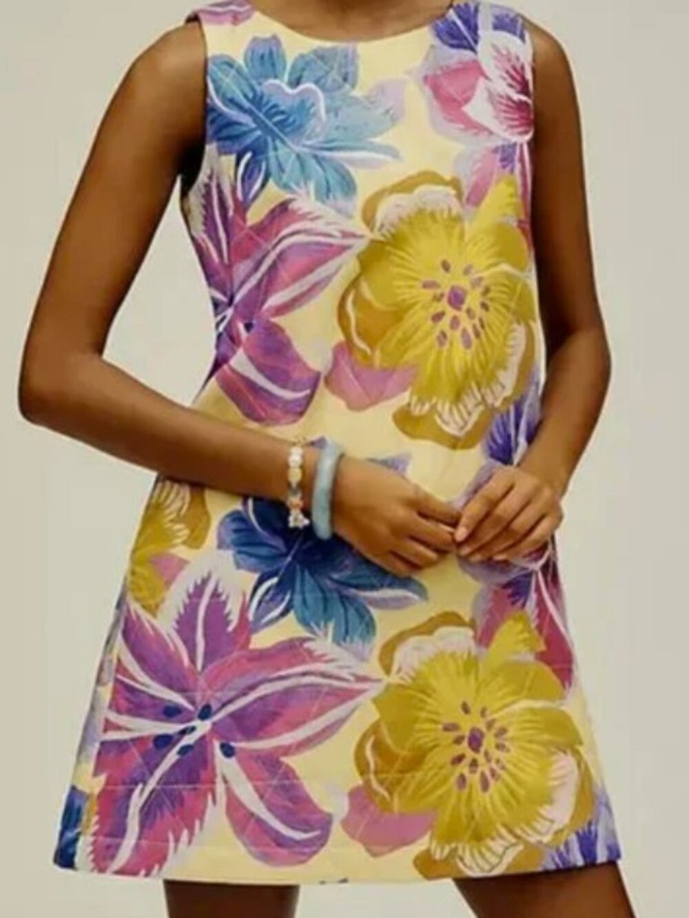 Farm Rio Floral Mini Shift Dress Sleeveless Women's Size L